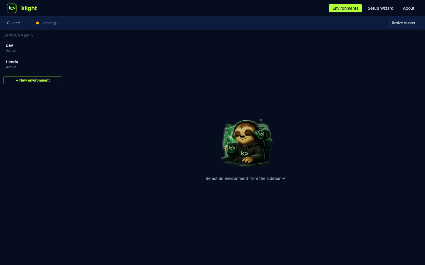Environments tab showing local env-dev