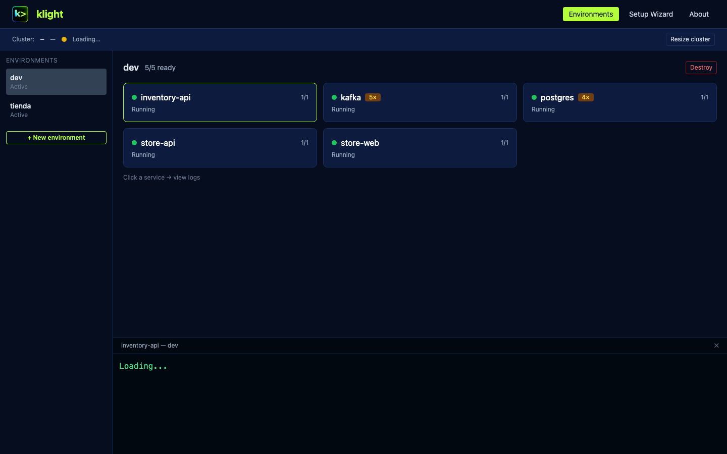 Live logs streaming for inventory-api